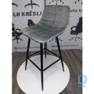 Светло-серые бархатные барные стулья