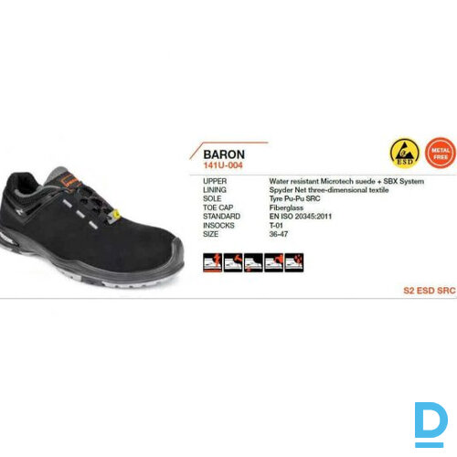 Darba kurpes plata lieste Baron Pezzol S2 Esd Src Sbx Tpu Work Shoes Microtech Spyder Net Black ITALY drošības darba apavi Darba kurpes plata lieste Baron Pezzol S2 Esd Src Sbx Tpu Work Shoes Microtech Spyder Net Black ITALY drošības darba apavi
