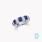 For sale Graff Emerald Cut Sapphire and Diamond Wedding Band