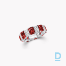 For sale Graff Emerald Cut Ruby and Diamond Wedding Band