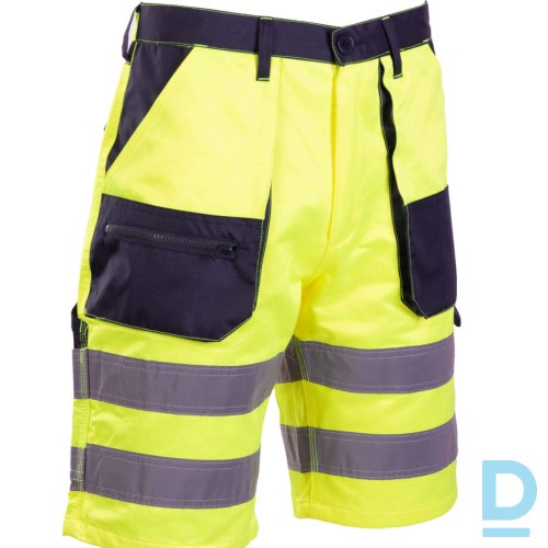 Darba Šorti HI-VIS FLASH Brixton Work Shorts Safety Workwear Yellow Atstarotāji Drošības Darba Apģērbs Specapģērbs