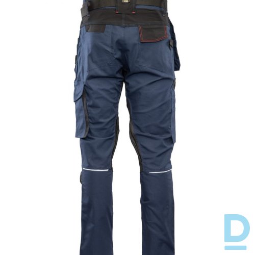 Darba Bikses ar Nokarenām Kabatām PRO Seven Kings Flexi Spandex Safety Workwear Muguras Augstā Josta Navy Blue Darba Drošības Apģērbs
