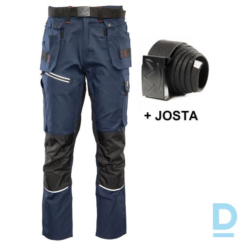 Darba Bikses ar Nokarenām Kabatām PRO Seven Kings Flexi Spandex Safety Workwear Muguras Augstā Josta Navy Blue Darba Drošības Apģērbs