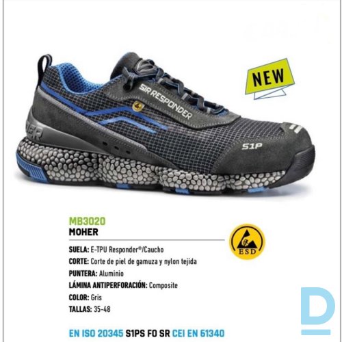Darba Kurpes Extra Elpojošas MOHER SIR S1PS FO SR ESD E PTU Antistatic Lightweight Anti Shock Responder Technology Grey Blue ITALY Drošības Darba Apavi Darba Kurpes Extra Elpojošas MOHER SIR S1PS FO SR ESD E PTU Antistatic Lightweight Anti Shock Responder Technology Grey Blue ITALY Drošības Darba Apavi