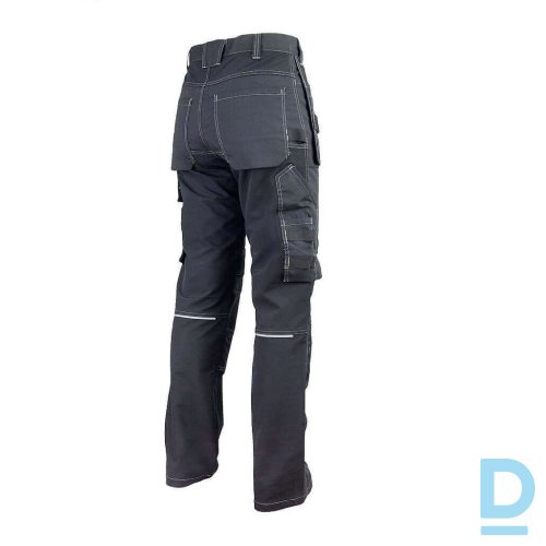 Darba Bikses ar Nokarenām Kabatām Plānas Softshell 712 URG Flexi Stretch Spandex Windproof Water Repellent Ripstop Oxford 330D Black Drošības Darba Apģērbi