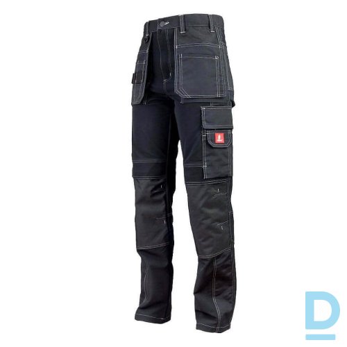 Darba Bikses ar Nokarenām Kabatām Plānas Softshell 712 URG Flexi Stretch Spandex Windproof Water Repellent Ripstop Oxford 330D Black Drošības Darba Apģērbi