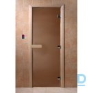 Дверь для сауны 1900x700, 8мм, 3 петли, матовая бронза, хвойные породы