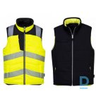 Work Vest Insulated Multi-Pocket Reversible Wearable Reversible Fluorescent HI-VIS 2491 CANVAS Work Vest Reflective Stripes Yellow Black Safety Workwear