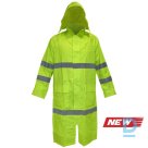 Darba Lietus Mētelis Jaka ar Kapuci Atstarojošs HI-VIS RO YN SPA PVC Reflective Safety Workwear Rain Jacket Yellow Drošības Darba Apģērbs