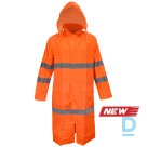 Work Rain Coat Jacket with Hood Reflective HI-VIS RO YN SPA PVC Reflective Safety Workwear Rain Jacket Orange Safety Work Clothing