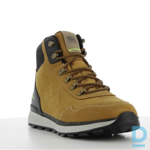 Darba Puszābaki Ādas STREET Safety Jogger WR Waterproof 3D Mesh Breathable Membrane Camel Yellow BELGIUM Drošības Darba Apavi