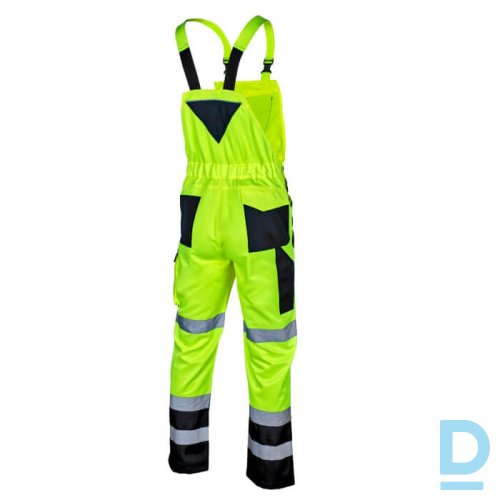 Darba Puskombinezons HI-VIS FLASH LINE Artmas Reflective Black Oxford Elastic Waistband Yellow Black Drošības Darba Apģērbi Darba Puskombinezons HI-VIS FLASH LINE Artmas Reflective Black Oxford Elastic Waistband Yellow Black Drošības Darba Apģērbi
