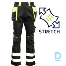 Darba Bikses ar Nokarenām Kabatām Hi-Vis NEW SOLAR Seven Kings Stretch Flexi Spandex Cordura Black Yellow Drošības Darba Apģērbs