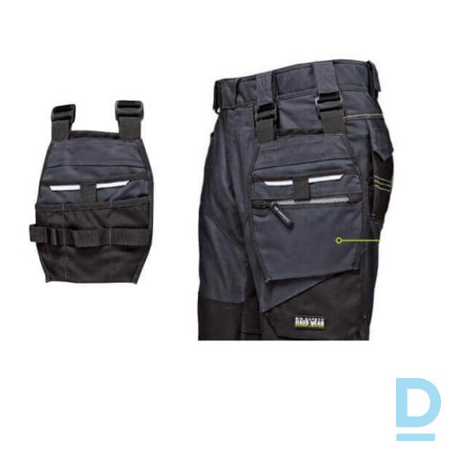 Darba Bikses ar Nokarenām Kabatām SIR PRO CANVAS MC2561 C4 FLEXI Stretch 500D Oxford Cordura Grey Black ITALY Drošības Darba Apģērbs