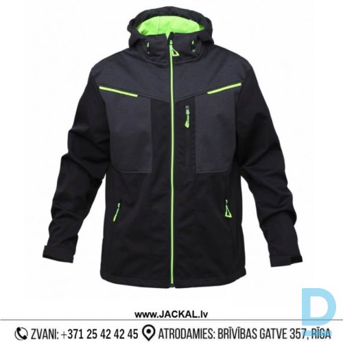Darba Jakas Softshell Ūdensizturīgas TEXOR KJ Membrane TPU Waterproof Reflective Black Grey Drošības Darba Apģērbi