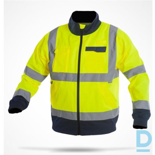 Darba Jaka HI-VIS DROGOWIEC SARA Workwear VELCRO Windproof Reflective Yellow Navy Blue Drošības Darba Apģērbs