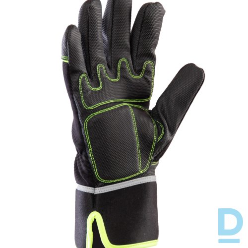 Darba Cimdi Ziemas Sintētiskās Ādas EVOLUTION Alaska Hipora Waterproof Membrane Breathable Black Fluo Yellow Drošības Darba Apģērbi Specapģērbi Aksesuāri