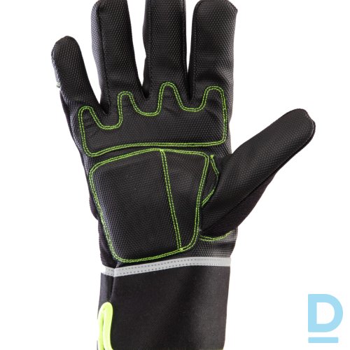 Darba Cimdi Ziemas Sintētiskās Ādas EVOLUTION Alaska Hipora Waterproof Membrane Breathable Black Fluo Yellow Drošības Darba Apģērbi Specapģērbi Aksesuāri