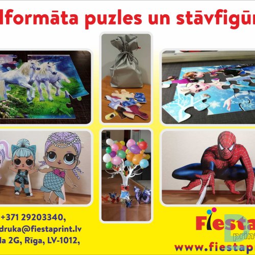 Lielformāta puzles un stāvfigūras.