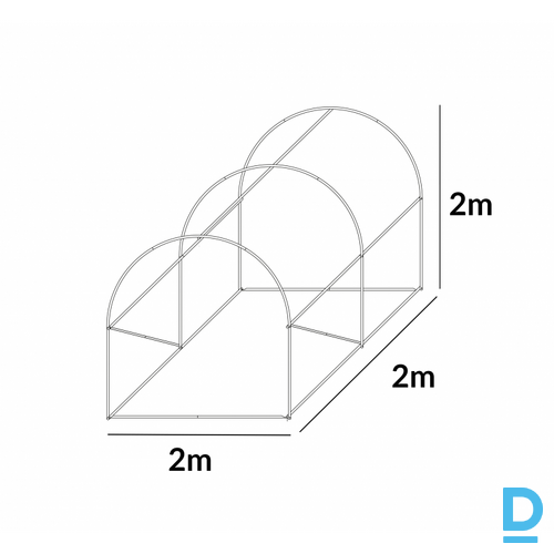 Siltumnīca ar armētu plēvi, 4 m2, 2×2 m, balta