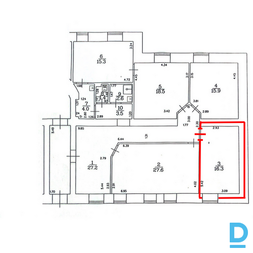 16.3 m² biroja telpas, Krišjāņa Barona iela 33/35, Centrs, Rīga, Latvija.