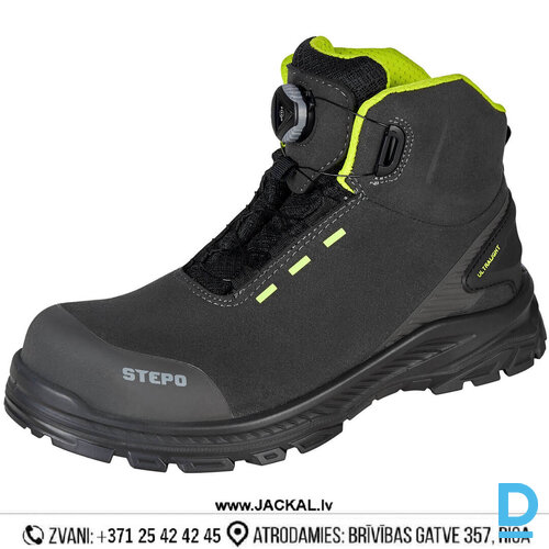 Pārdod Vīriešu darba apavi Darba Kurpes Vieglas Faster Closure System LEWIS STEPO S1PS SR FO PU FITGO Breathable Antistatic Black Neon Yellow Drošības Darba Apavi Specapavi Aizsargapavi