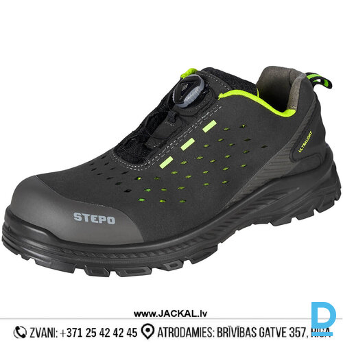 Pārdod Vīriešu darba apavi Darba Kurpes Vieglas Faster Closure System LEWIS STEPO S1PS SR FO PU FITGO Breathable Antistatic Black Neon Yellow Drošības Darba Apavi Specapavi Aizsargapavi