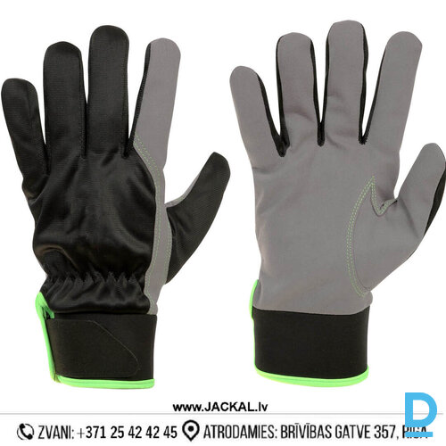 Darba Cimdi ar Velcro Sintētiskās Ādas AMARA 163 STEPO Breathable Work Gloves Black Grey Drošības Darba Apģērbi Aksesuāri