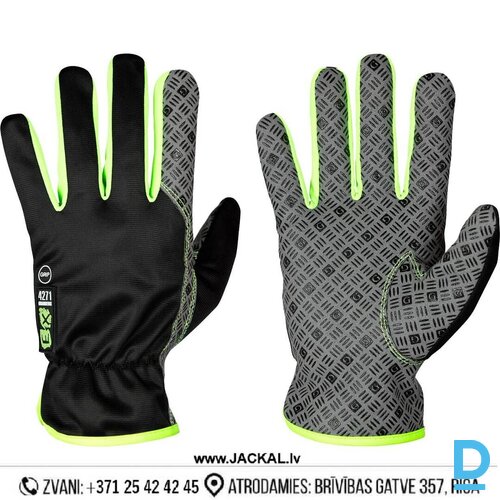 Darba Cimdi Sintētiskās Ādas ar Silikonu SILICON AMARA GRANBERG MacroSkin Pro Super Breathable Black Yellow Drošības Darba Apģērbi Aksesuāri