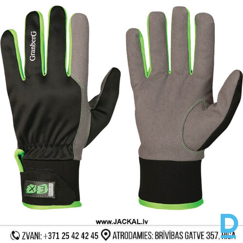 Darba Cimdi ar Velcro Sintētiskās Ādas AMARA Granberg Breathable Work Gloves Black Grey NORWAY Drošības Darba Apģērbi Aksesuāri