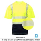 Рабочая футболка HI-VIS ОБНОВЛЕННАЯ FLASH Brixton Рабочая футболка Светоотражающая эластичная защитная рабочая одежда Оранжевая Черная защитная рабочая одежда Спецодежда