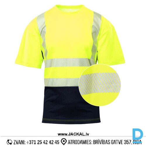 Darba T Krekls HI-VIS UPDATED FLASH Brixton Work T Shirt Reflective Elestic Safety Workwear Orange Black Drošības Darba Apģērbs Specapģērbs