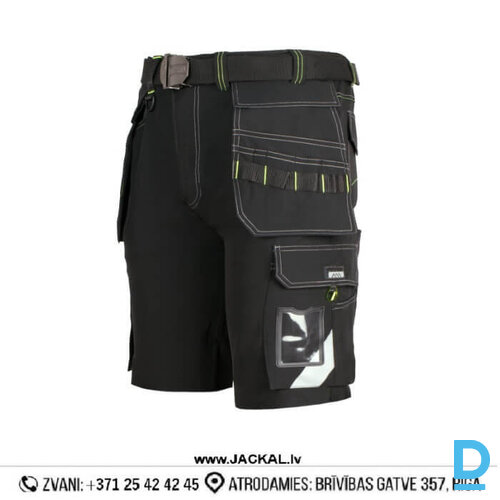 Darba Šorti ar Nokarenām Kabatām Plāni CLASSIC4DYNAMIC Spandex 4 Way Stretch Reflective Softshell Black Drošības Darba Apģērbs Specapģērbs Aizsargapģērbs