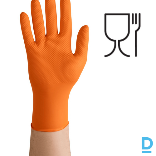 Darba Cimdi ar Dimanta Tekstūru Vienreizlietojamie Nitrila GRIPZZLY ZARYS Nitrile Orange 50 gab Apģērbi Aksesuāri Darbam