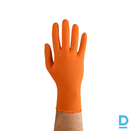 Darba Cimdi ar Dimanta Tekstūru Vienreizlietojamie Nitrila GRIPZZLY ZARYS Nitrile Orange 50 gab Apģērbi Aksesuāri Darbam