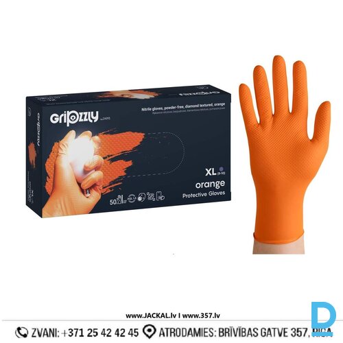 Darba Cimdi ar Dimanta Tekstūru Vienreizlietojamie Nitrila GRIPZZLY ZARYS Nitrile Orange 50 gab Apģērbi Aksesuāri Darbam