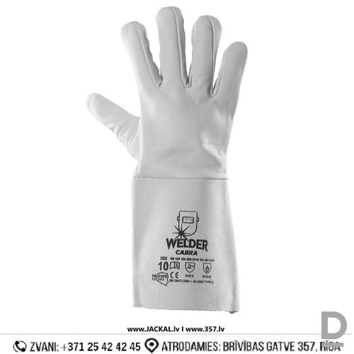 Darba Cimdi Metinātājiem Balti Gludi Mīksti Ādas Cietu Aproci WELDER CABRA Work Gloves White Darba Apģērbs Aksesuārs Specapģērbs