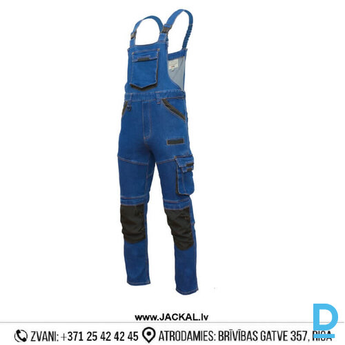 Darba Puskombinezons Elastīgs Džinsu COLEMANN JEANS Stretch Multipocket Comfortable Fashionable Navy Blue Drošības Darba Apģērbs