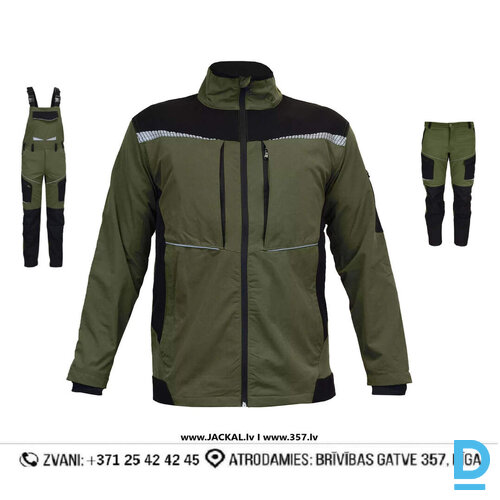 Darba Jaka Elastīga 5730AK ULTRA 4 WAY STRETCH Reflective Nylon Khaki Black Drošības Darba Apģērbi Specapģērbi Aizsargapģērbi