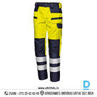 Darba Bikses ar Nokarenām Kabatām Metinātājiem Liesmu Drošas Antistatiskas HI-VIS SUPERTECH SIR Reflective Navy Blue Yellow ITALY Darba Apģērbs Specapģērbs Aizsargapģērbs