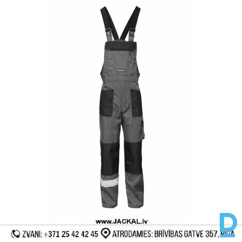Darba Puskombinezons KING SIZE 2060 NAC Reflective Grey Black Drošības Darba Apģērbs Specapģērbs Aizsargapģērbs