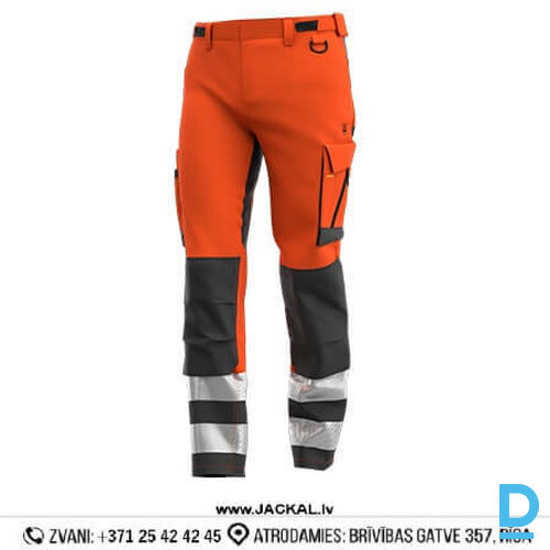 Darba Bikses HI VIS SCUTI Safety Jogger Elastic 4 Ways Stretch Multifunctional Multipocket Reflective Orange Dark Grey BELGIUM Drošības Darba Apģērbi Specapģērbi