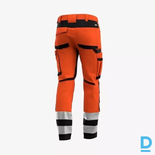 Darba Bikses HI VIS SCUTI Safety Jogger Elastic 4 Ways Stretch Multifunctional Multipocket Reflective Orange Dark Grey BELGIUM Drošības Darba Apģērbi Specapģērbi