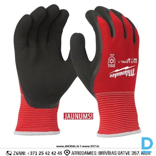 Darba Cimdi Lateksa Pretiegriezuma Ziemas MILWAUKEE Cut Level 1 Breathable Red Black Drošības Darba Apģērbs Aksesuārs Specapģērbi