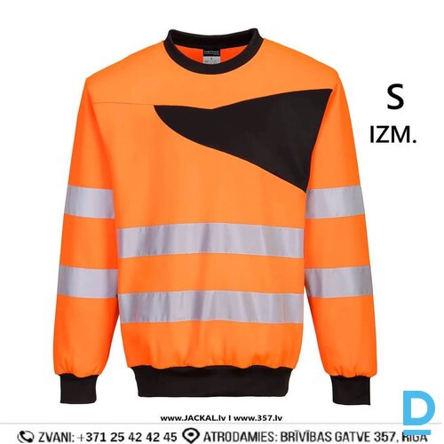 Darba Džemperis Oranžā Krāsā HI VIS PW277 PORTWEST Reflective Round Neck Orange Black IRELAND Drošības Darba Apģērbs Specapģērbs