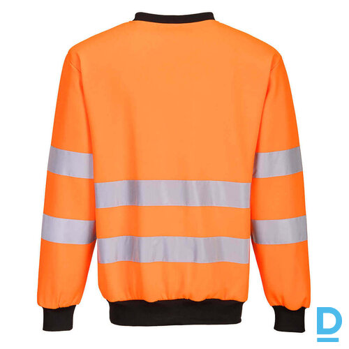 Darba Džemperis Oranžā Krāsā HI VIS PW277 PORTWEST Reflective Round Neck Orange Black IRELAND Drošības Darba Apģērbs Specapģērbs