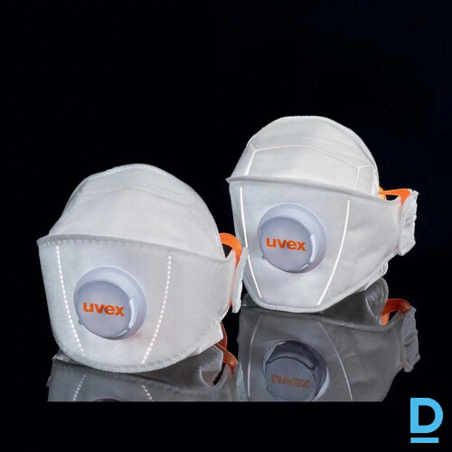 Darba Respirators Sejas Maska ar Izelpas Vārstu 1 gab FLAT FOLD SILV-AIR 5210 PREMIUM Uvex FFP2 White Orange GERMANY Individuālie Aizsardzības Līdzekļi