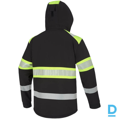 Darba Jaka Softshell Silta Ziemas Hi Vis MICHIGAN STEPO Polarfleece Spandex TPU Membrane Yellow Black Drošības Darba Apģērbs Specapģērbs