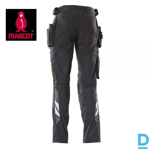 Darba Bikses ar Nokarenām Kabatām Elestīgas 18031 ACCELERATE MASCOT Lightweight Stretch Reflective Cordura Oeko Tex Multipocket Black DENMARK Drošības Darba Apģērbi