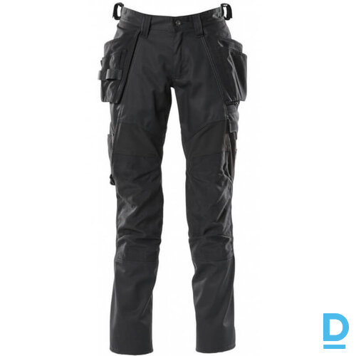Darba Bikses ar Nokarenām Kabatām Elestīgas 18031 ACCELERATE MASCOT Lightweight Stretch Reflective Cordura Oeko Tex Multipocket Black DENMARK Drošības Darba Apģērbi